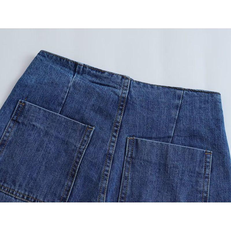 Kaslead New Arrival Women's Clothing Fashion Style Fashion All-Match Breasted Wide Leg Pocket Denim 1889022