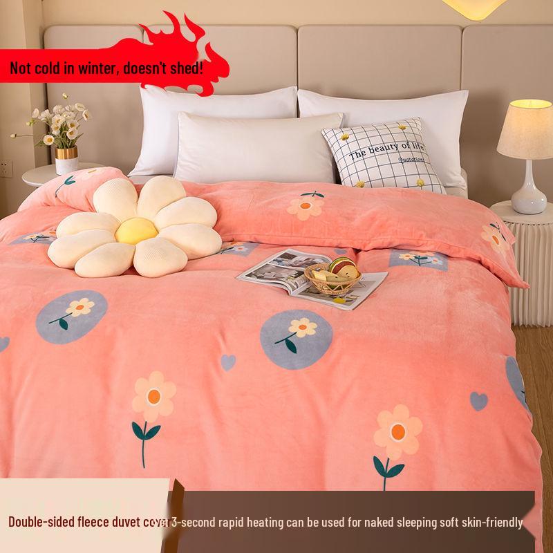 Winter Plush Fleece Flannel Duvet Cover - Double-Sided, Thick, Velvet Touch 110*150cm Random (Smaller Style)