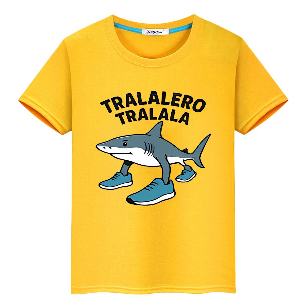 

tralalero tralala Принт 100%Хлопок футболка для детей мальчик 10 лет Каваий Футболки y2k аниме Топы Милая Короткая гордость футболка одежда для девочек 130