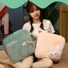 New Cute Cartoon Plush Pillow Portable Folding Sofa Back Cushion Multifunctional 3-in-1 Office Nap Cushion Blanket