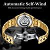 Gold 3D Dragon Dial Watches for Men Luxury Automatic Mechanical Watch Stainless Steel Strap Hollow-carved Wristwatches