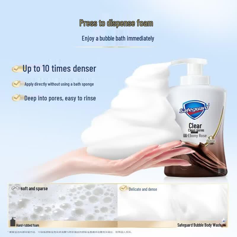 Safeguard Deep Blackwood Rose Bubble Shower Gel 500g