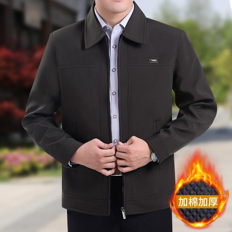 Autumn jacket autumn and winter men's jacket fleece thickened in the elderly