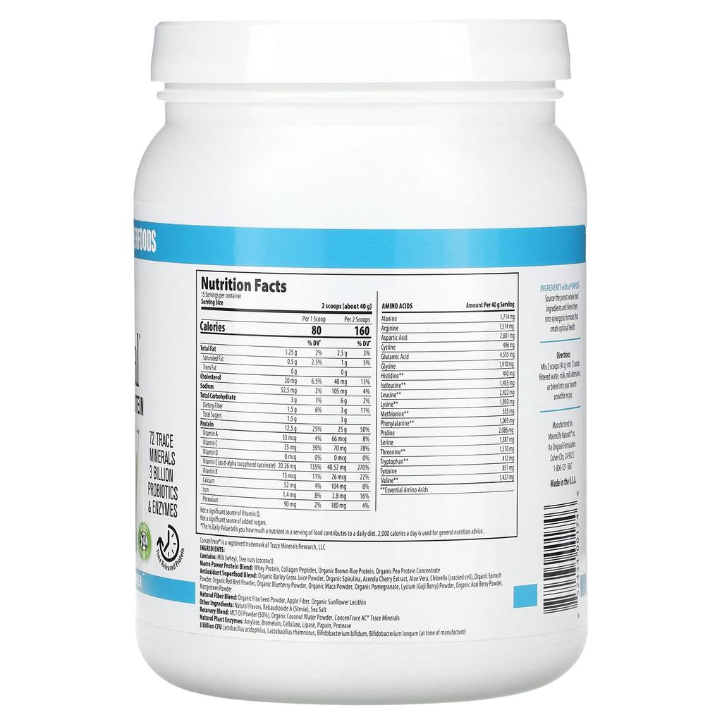 Macrolife Naturals, MacroMeal, Ultimate Protein Powder, Vanilla, 21.2 oz (600 g)