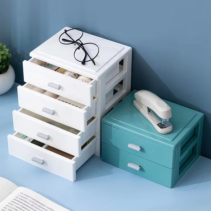 Plastic Desktop Storage Drawer Organizer With Stackable Design And Large Capacity Perfect For Home Office Storing Stationery