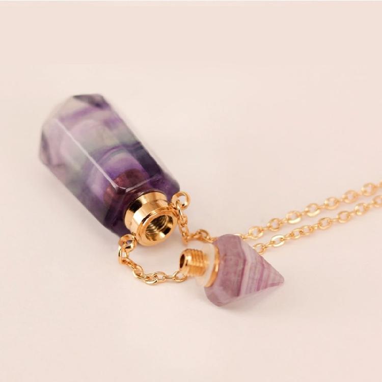 Einzigartiger Kristall Parfümflakon Halskettenanhänger Verstellbare Länge Schlüsselbeinkette Edelstahl Kabelkette Damen Choker