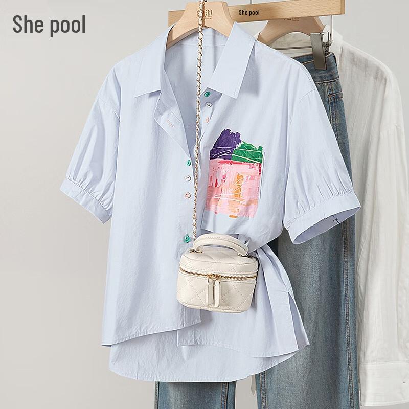 Tachii Women's Printed Short Sleeve Commuter Style Shirt