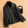 Double-sided Woolen Jacket Women's Short Autumn New Design Large Lapel Niche Zipper High-end Coat