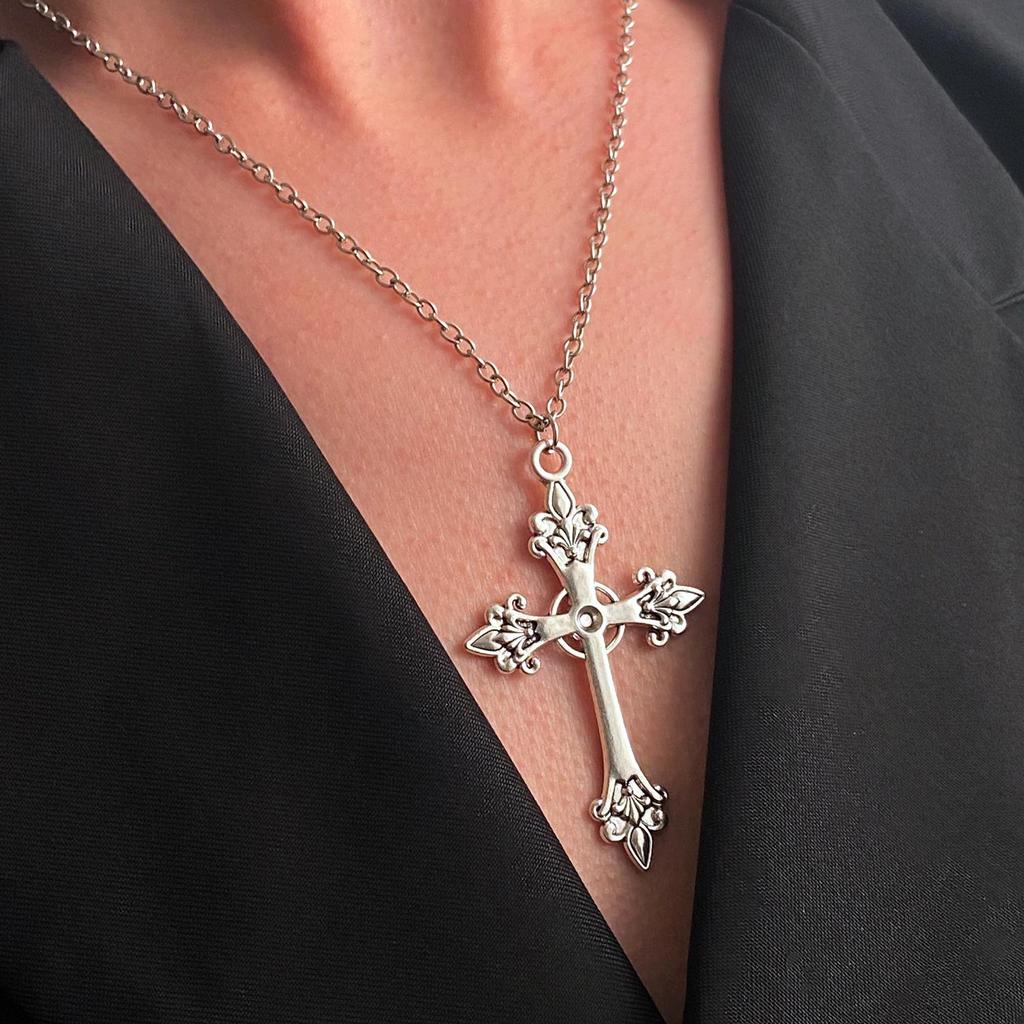Women's Geometric Diamond Cross Necklace - European & American Punk Hip-Hop Style Choker