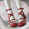 Fashion Lolita Red High Heels Cute Pumps Shoes Spring Autumn Lace Thick High Heels Single Shoes Patent Leather Mary Jane Women's Shoes