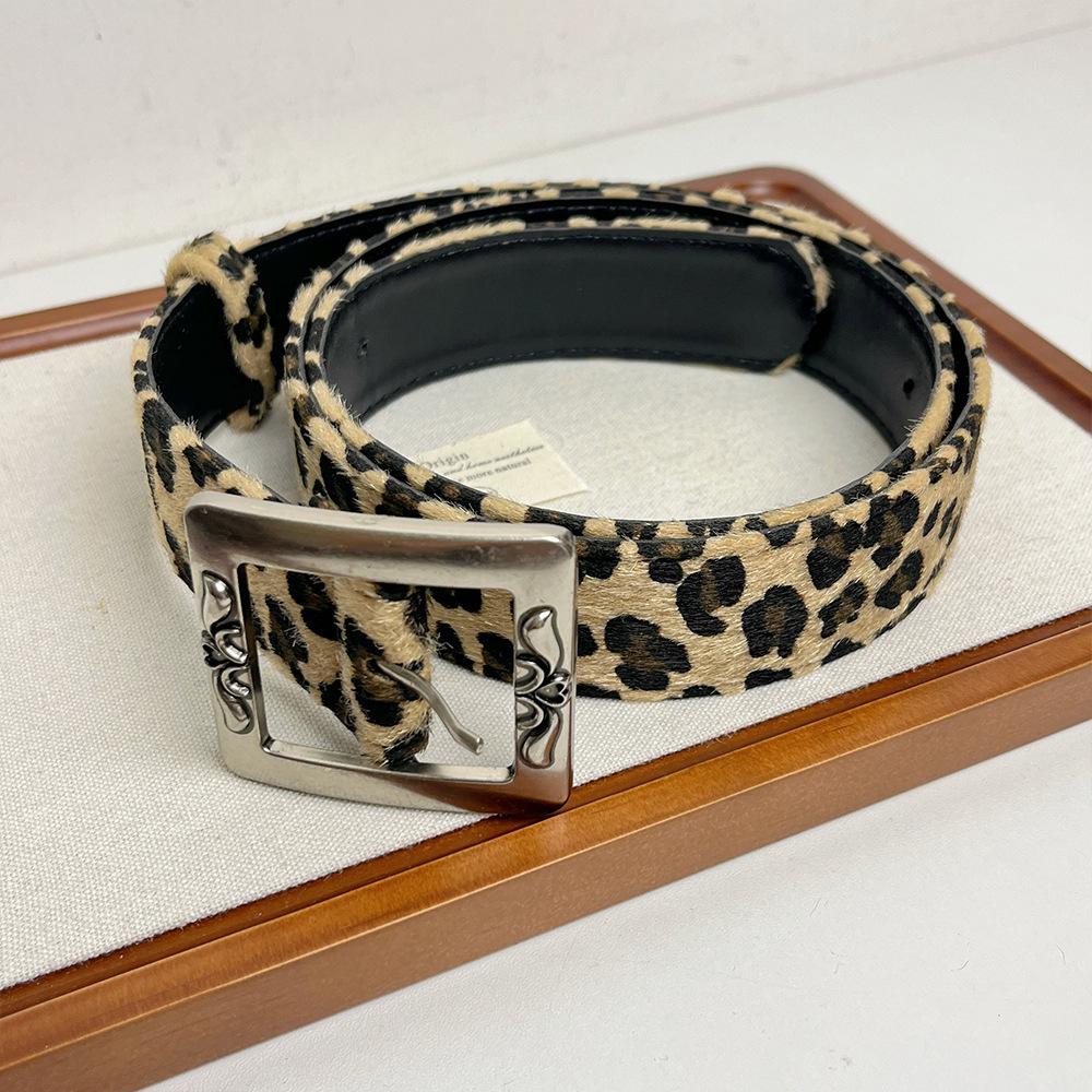 Y2K Punk Leopard Print Leather Belt - Women's Retro Design, Trendy American Hot Girl Style, Versatile Cool Accessory