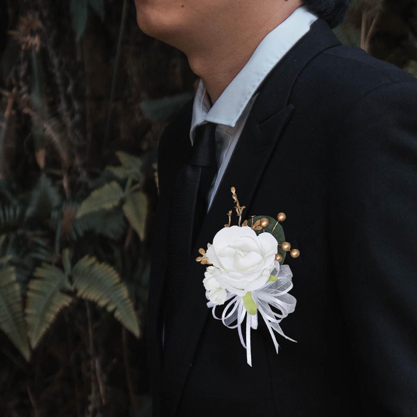 

Свадебная бутоньерка, брошь, булавка для костюма невесты, романтический жених, цветок, жених белый