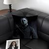 MMichael MMyers Horror Movie Cushion Cover Natural Linen Organic Fabric DoubleSided Printing Sofa Home Decor Gift Pillow Case