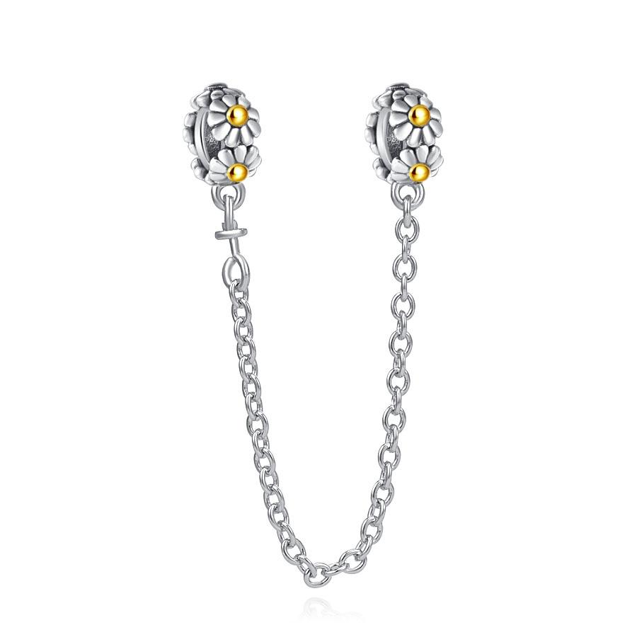 925 Silver Palted Safety Chain Mon Charm Fit Pendant Bracelet Making DIY Fashion Jewelry For Women