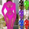 Sheer Bodysuit Stocking, Fishnet Mesh Romper Jumpsuit, Women's Lingerie