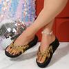 Women's New Sequin Pendant Flip-Flops Fashion Outwear Summer Clip-Toe Platform Sandals