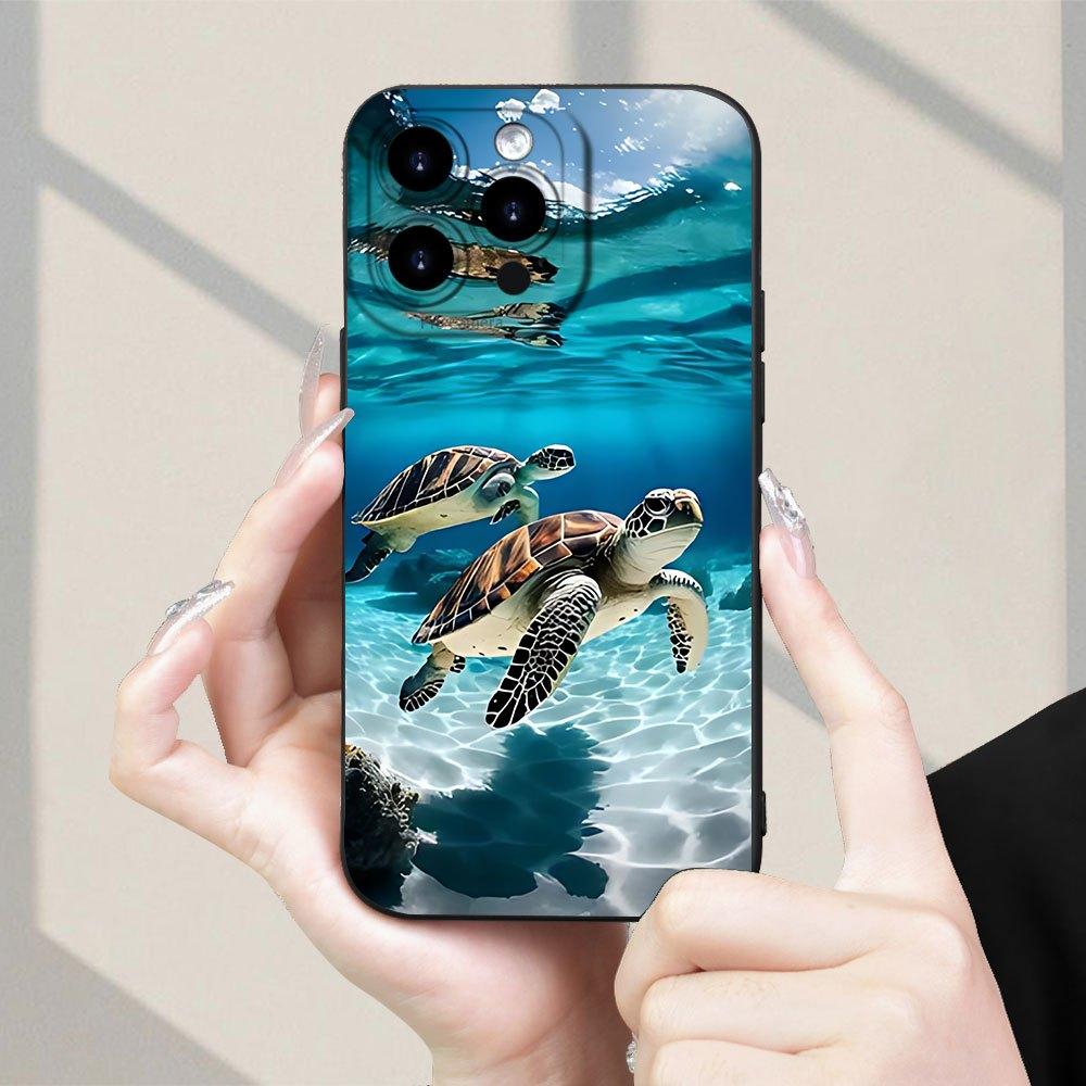 Sea Turtle Design Phone Case Suitable for iPhone 17 16 15 14 13 12 11 Pro/Max/Plus Anti Drop and Shockproof Back Cover