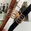 Creative Women'S Double Round Buckle Retro Decorative Belt Simple Jeans Belt Women