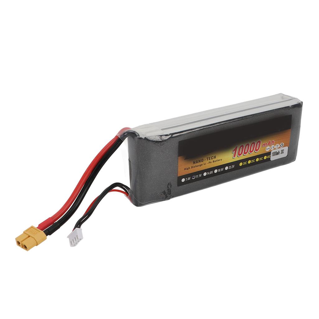 11.1V 10000mAh Lithium Battery with XT60 Plug Lightweight Portable 3S 30C Battery Replacement F