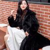 Winter new fur coat women's plus long knee loose hooded belt high feeling imitation mink coat