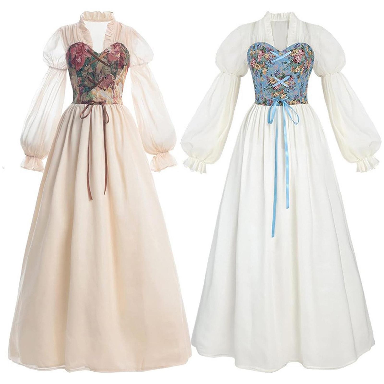 

Жіноча сексуальна ретро готична сукня на Хеллоуїн із підтяжками та готичними рукавами-трубами S білий