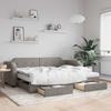VidaXL Daybed with Trundle and Drawers Taupe 100x200 Cm Fabric 3197696