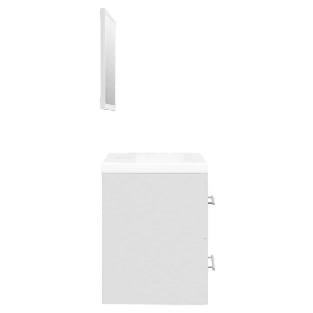 White Washbasin Cabinet with Built In Basin Wood Based Material