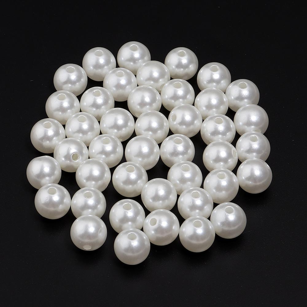 10-1000pcs Beige ABS Imitation Pearl Beads Multisize Round Loose Beads With Hole For Jewelry Making DIY Bracelets Accessories