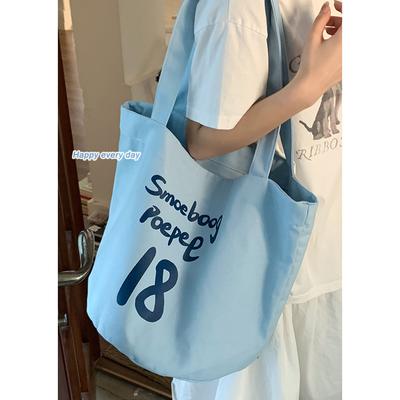 College Style Casual Tote Bag Women's 2025 New Alphabet Canvas Bag Versatile Large Capacity Shoulder Armpit Bag
