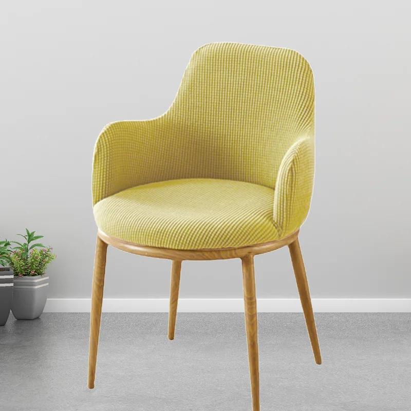 Solid Color High Arm Chair Cover Stretch Dining Chair Slipcover Fundas Para Sillas Makeup Spandex Round Bottom Chair Covers