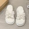 2025 Summer New Slippers Women's Lace Bow Gentle Temperament Small Fresh Wear Comfortable Beach Slippers