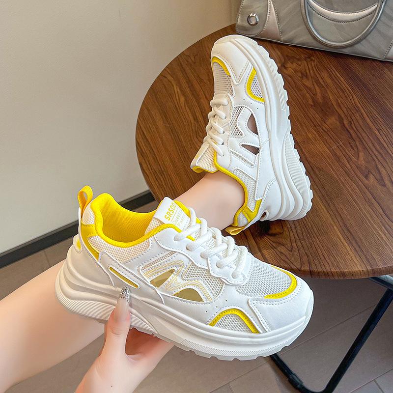 Fashion and Versatile Casual Breathable Heightening Mesh Dad Shoes Women's 2025 Summer New Models Show Small and Light Sports Shoes