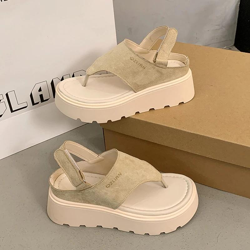 

Fashion Platform Women s Sandals Clip Toe Casual Shoes Summer Fashion Woman Slippers 2025 Beach Flip Flops New Sport Sandalias De Mujer 40 бежевый