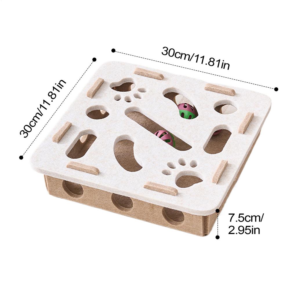 Pet Cat Puzzle Maze Holes Toys Felt Box With Bell Ball Kitten Playing Toys Interactive Funny Cat Supplies