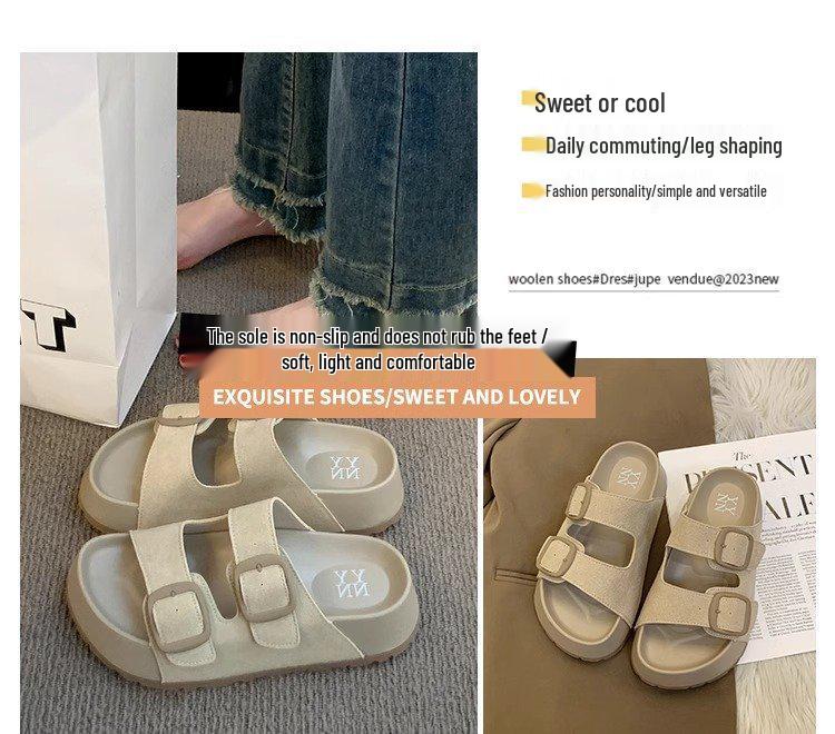 Retro-Style Fashionable Thick-Sole One-Strap Sandals