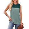 Women's Summer New Round Neck Color Blocked Sleeveless Top Short Sleeved Comfortable Vest