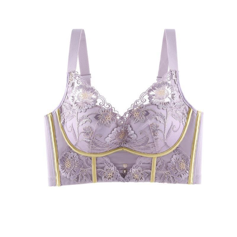 

Сбор не стального кольца Регулируемое нижнее белье Женский бюстгальтер с боковой грудью против провисания 38/85AB фиолетовый