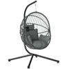 Hanging Egg Chair, Hammock Swing, Folding Basket, Padded Cushion, Grey