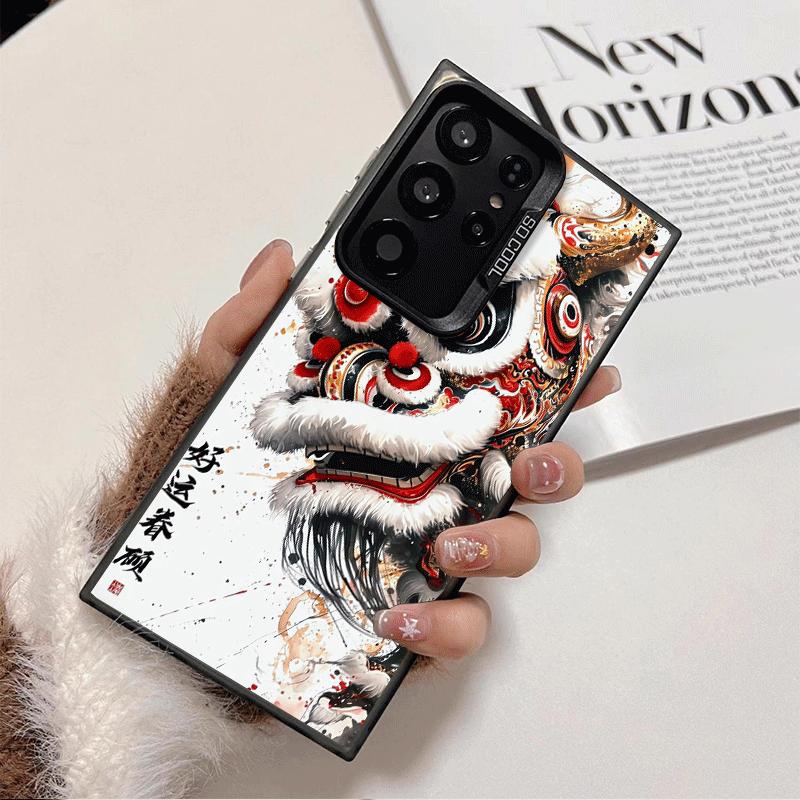 Lion Dance Ink Wash Shockproof Phone Case for Samsung Galaxy S26 Edge S25 Ultra S24 FE S23 Plus S21 Cover Anti Fall Fundas