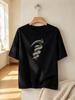 Gothic Sickle Print Casual Cotton Tees Unisex Loose Daily Streetwear Tops