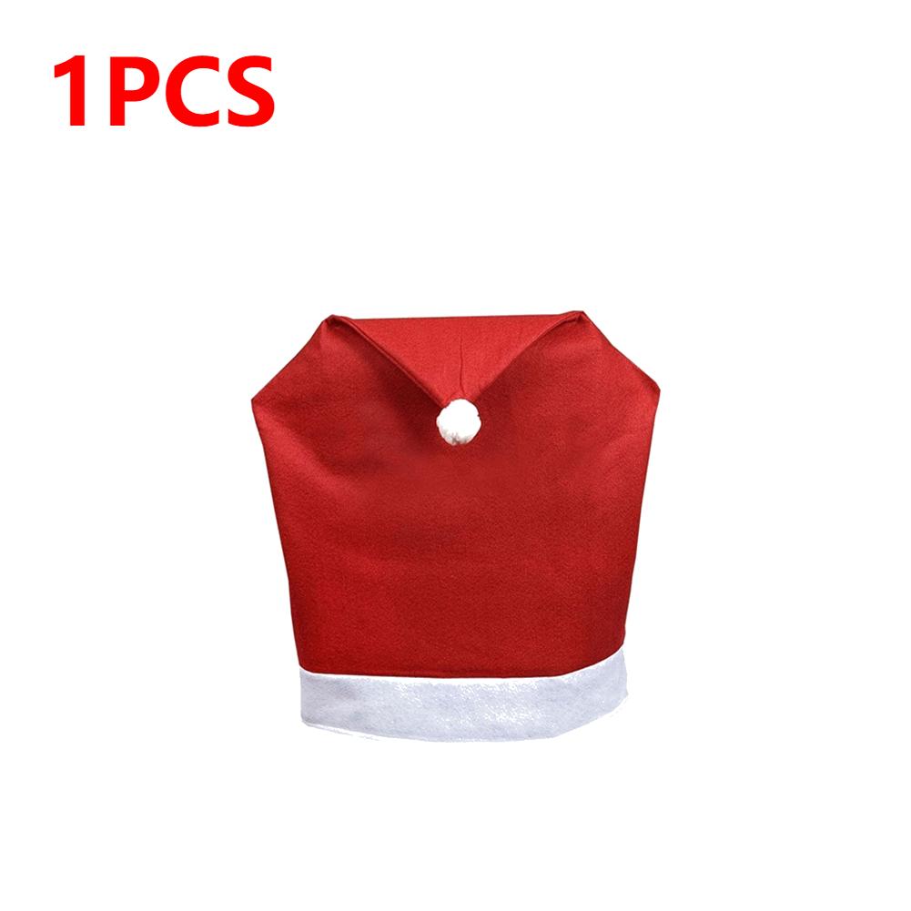 10-1PCS Santa Claus Hat Chair Cover Christmas Chair Covers Decor Santa Claus Red Hat Chair Cap Xmas Restaurant Home Decoration