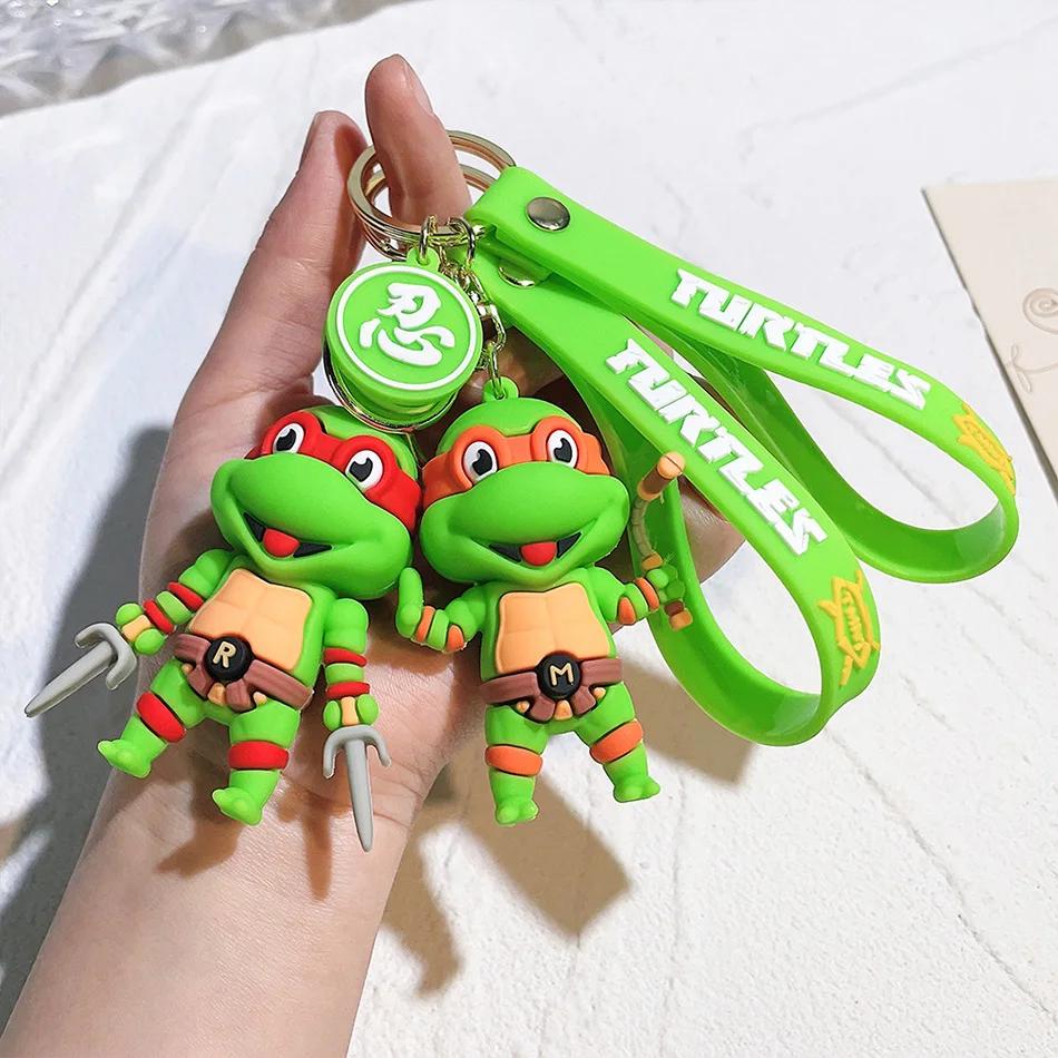 4pcs/set Anime Ninja Turtle Figure Keychain Teenage Mutant Ninja Turtles Raphael Donatello Keyring Car Key Bag Ornament Present