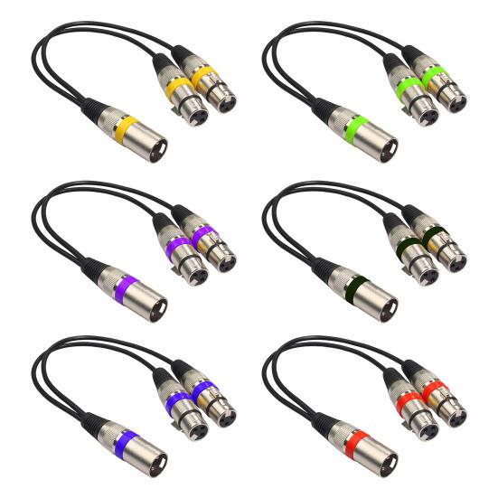 30cm audio kabel s antivibračním efektem, vyvážený přenos, zinková slitina, 2 v 1 XLR samec-XLR samice, audio prodlužovací kabel pro zvukovou konzoli