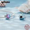 WOSTU 925 Sterling Silver Seashell Charms Submarine Beads Crab And Seaweed Pendan Fit Original Bracelet DIY Jewelry