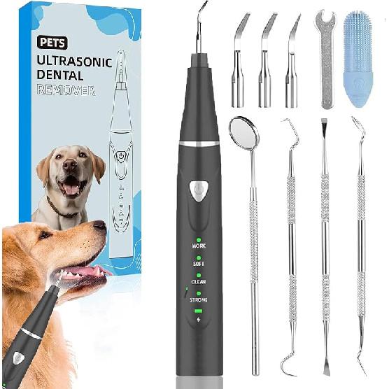 Dog Plaque Remover-Dental Scraper for Tartar and Plaque 3 Cleaning Moder USB Charge Remover for Teeth with LED Light