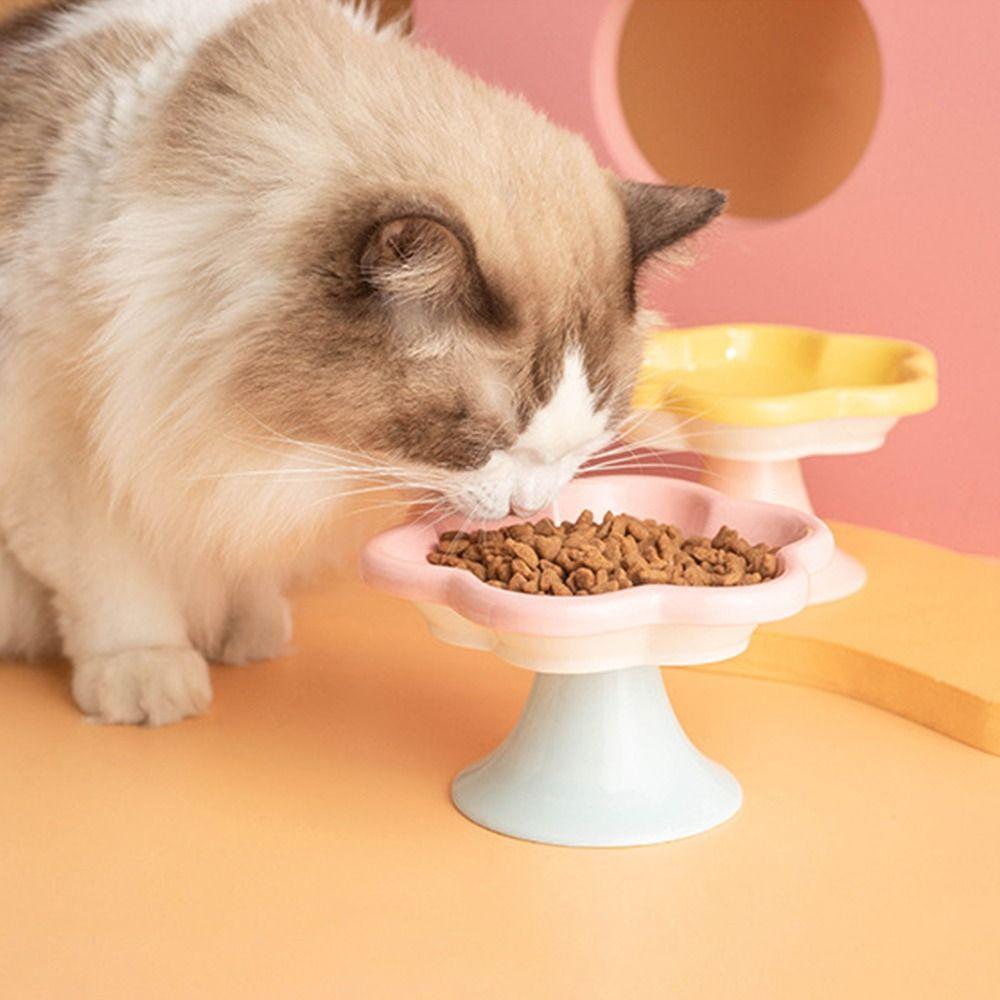 Neck Protection Ceramic Cat Bowl Anti Tipping Pet Drinking Eating Feeder  Snack Dish