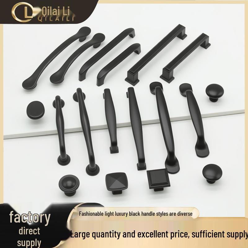 American Black Handle for Cabinets & Drawers: Minimalist Single Hole Design