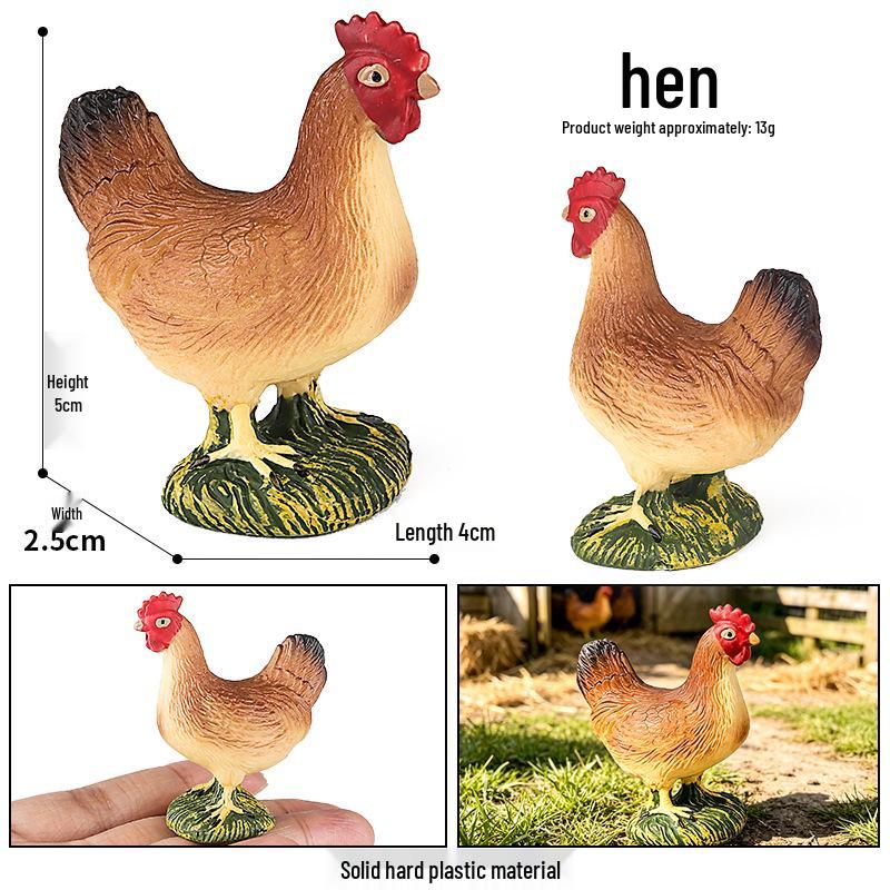 Animal Model Ranch Set: Chicken, Dog, Cow, Sheep, Horse Miniature Toy Scene