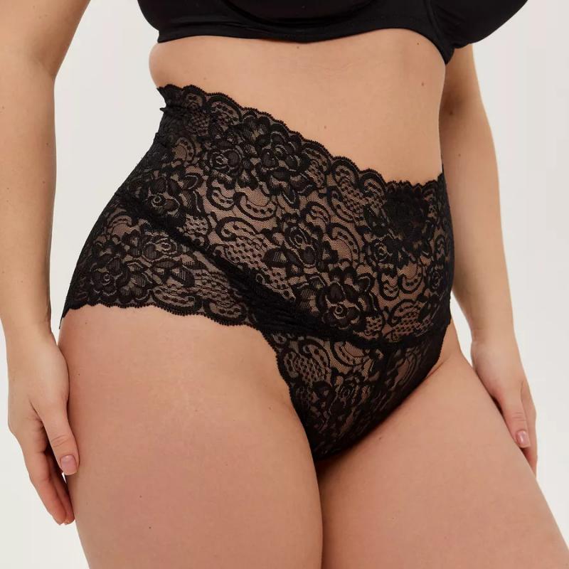 Women's High Waist Lace Panties Sexy Hollow Breathable Boxer Briefs Large Size Hip Lifting Underwear