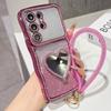 Gradient Glitter Rhinestone Phone Case For Samsung Galaxy S26 Ultra S25 S24 Plus Heart-shaped Mirror Stand Strap Bling Cover